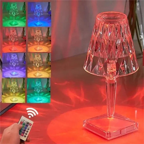 Lampe de Table LED Cristal 3-en-1 Sans Fil Rechargeable