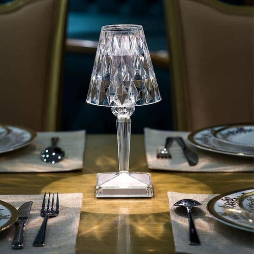 Lampe de Table LED Cristal 3-en-1 Sans Fil Rechargeable