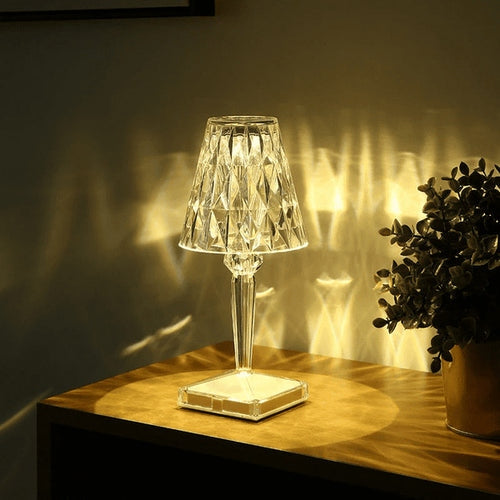 Lampe de Table LED Cristal 3-en-1 Sans Fil Rechargeable