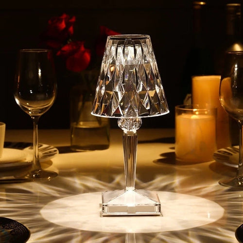 Lampe de Table LED Cristal 3-en-1 Sans Fil Rechargeable